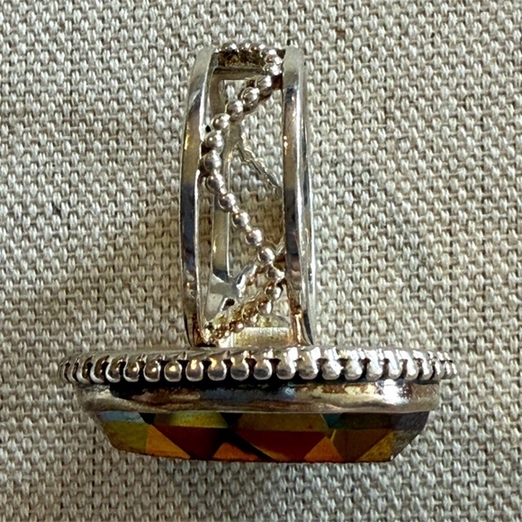 Vintage Colleen Lopez 925 Sterling Pink Druzy Ring Size 9 Adjustable - Picture 6 of 9